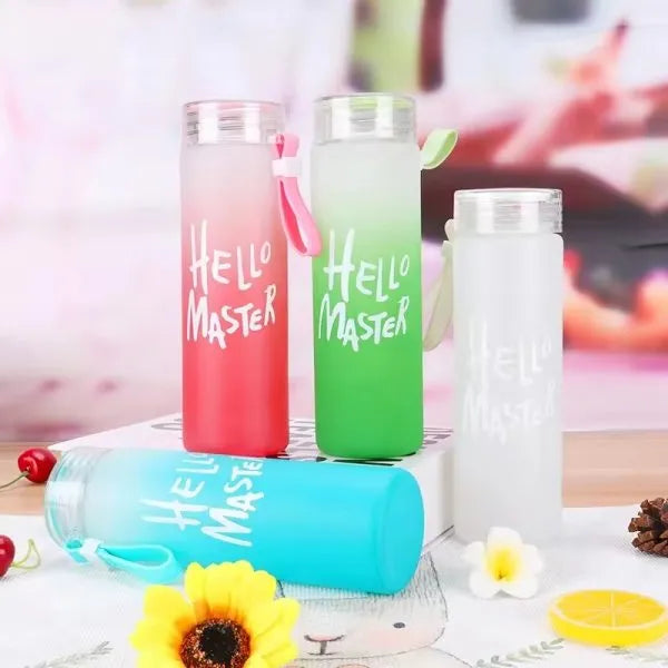 Hello Master Glass Bottle | 480ml Stylish Water Bottle with Rope