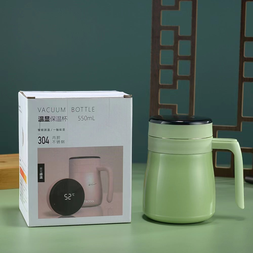 Foreign intelligent display temperature stainless steel insulation coffee cup tea separation office tea cup with handle