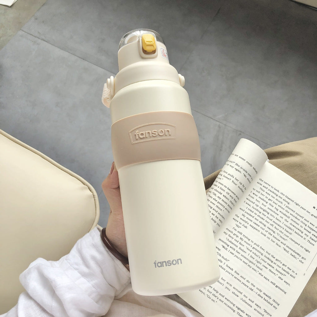 Large Capacity Thermos Outdoor Portable Cute Straw Thermos Mori Style Fresh Water Cup