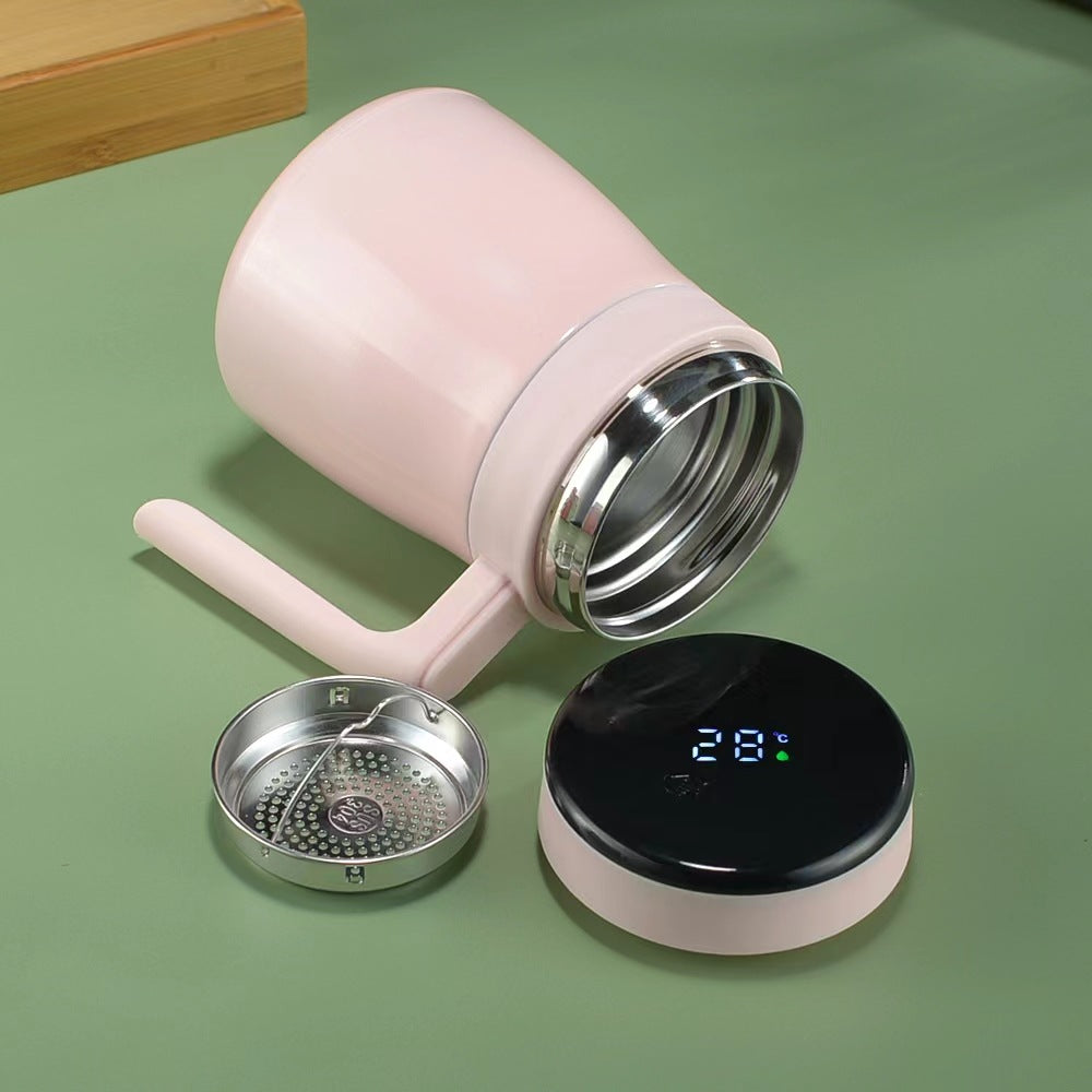 Foreign intelligent display temperature stainless steel insulation coffee cup tea separation office tea cup with handle