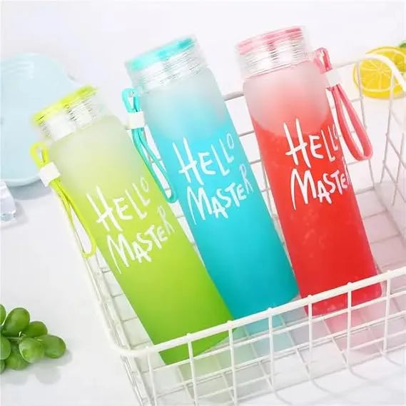 Hello Master Glass Bottle | 480ml Stylish Water Bottle with Rope